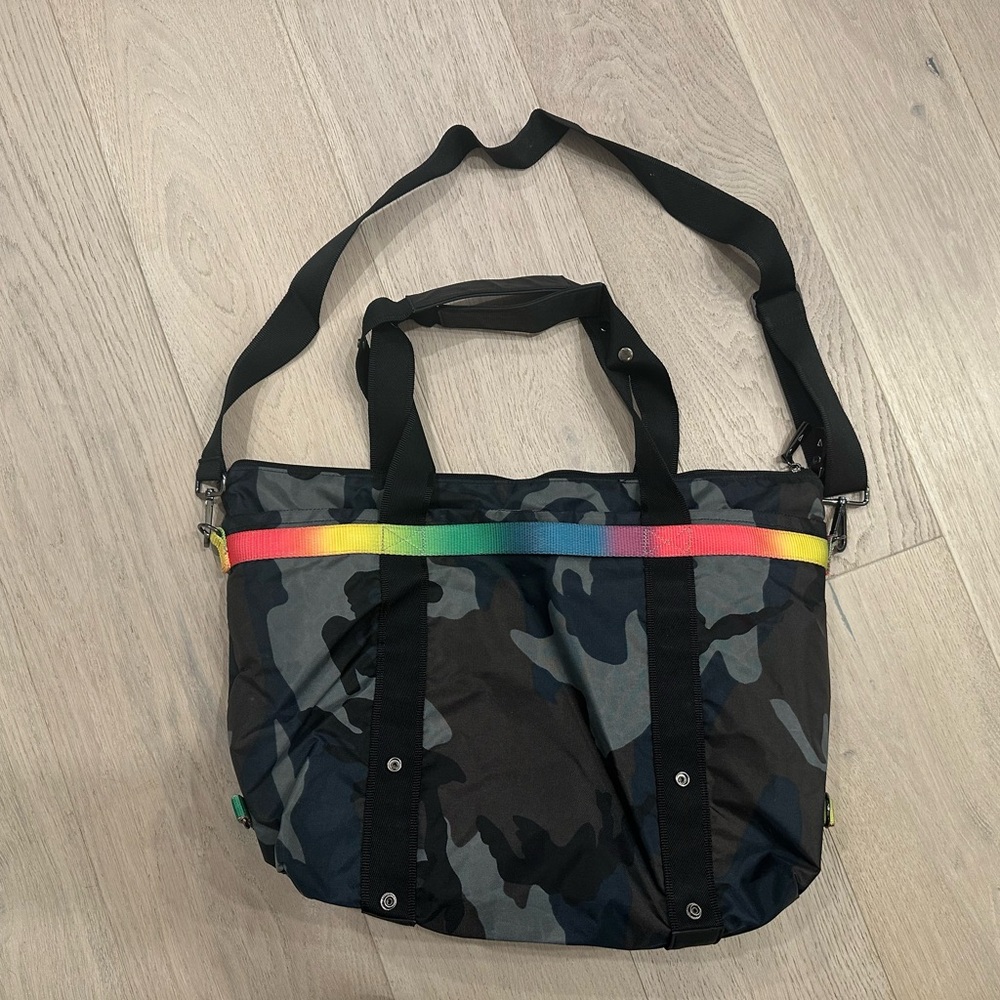 ANDI BAGS Black Camouflage TOTE with Rainbow Accent